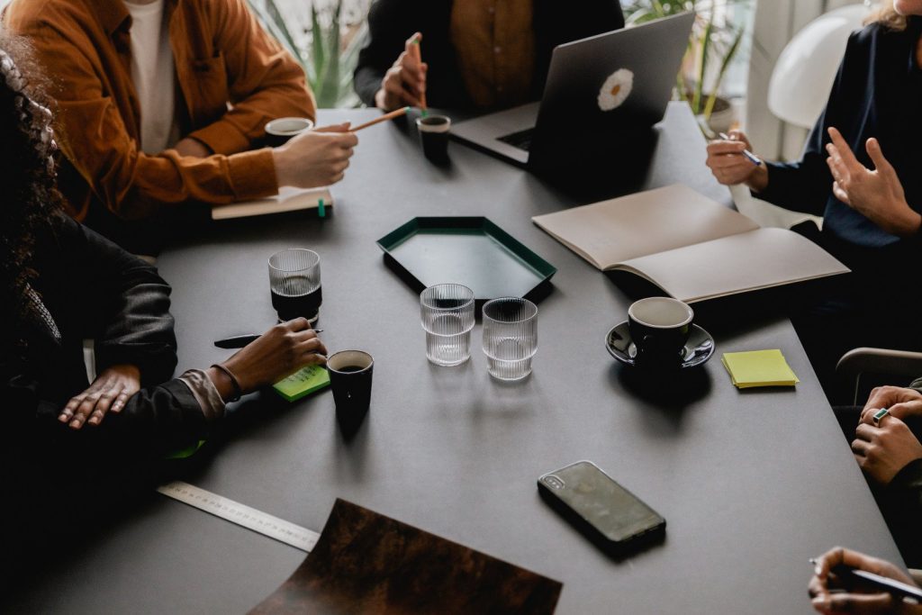Doctors collaborating around a table